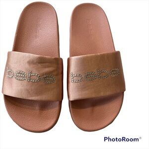 Bebe Sandals Pink Satin and Crystals SZ 9 NWOT